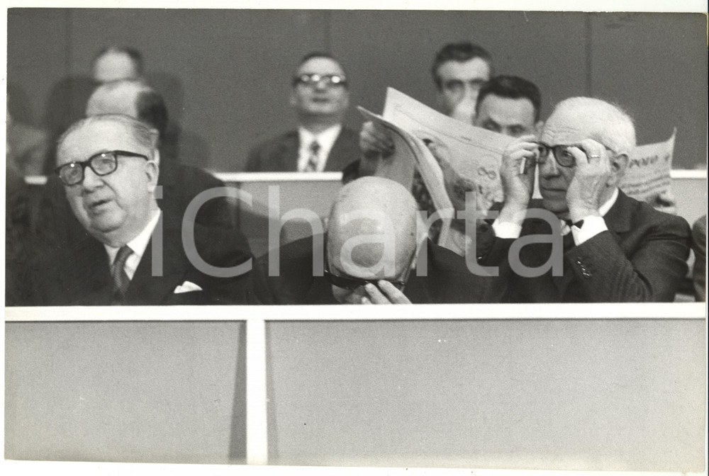 Fotografia d epoca originale 1969 ROMA XI Congresso DC  Giuseppe PELLA  Attilio PICCIONI  Giuseppe SPATARO 1