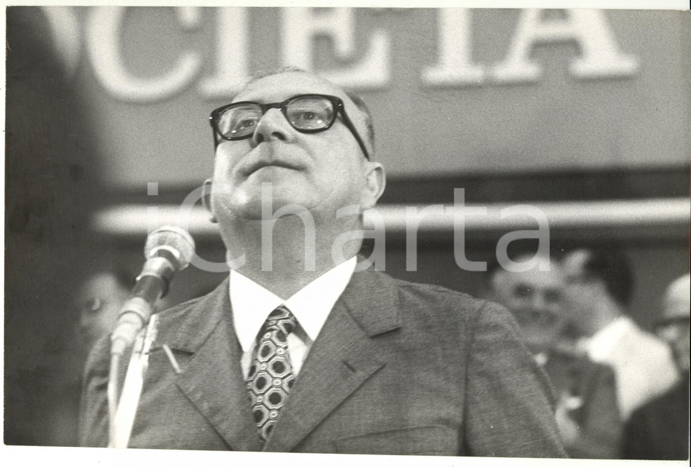 Fotografia d epoca originale 1969 ROMA Discorso di Mariano RUMOR all XI Congresso Nazionale DC Foto 30x20 1