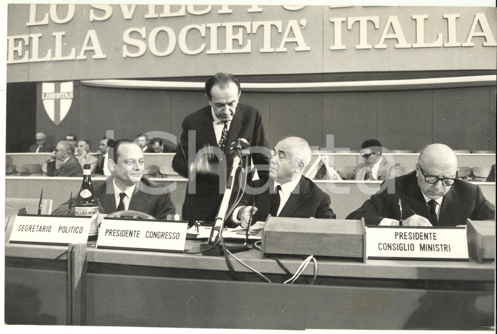 Fotografia d epoca originale 1969 ROMA XI Congresso DC  Giulio PASTORE con Carlo DONATCATTIN Foto 30x20 1
