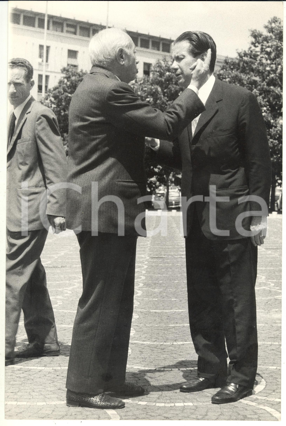 Fotografia d epoca originale 1969 ROMA XI Congresso DC  Flaminio PICCOLI con Giuseppe SPATARO Foto 20x30 1