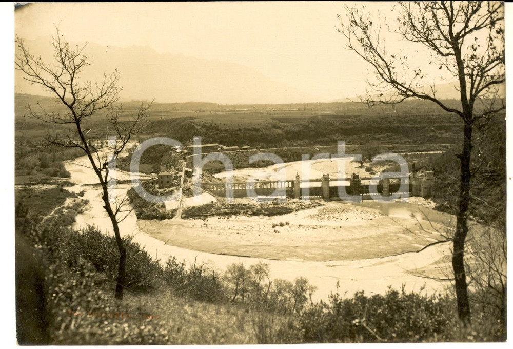 Fotografia d epoca originale 1932 EBOLI Costruzione diga sul fiume SELE  Veduta aerea Foto GALLOTTA 17x13 1
