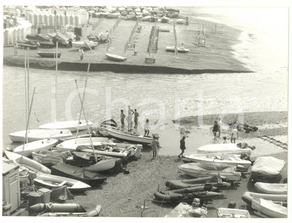 Fotografia d epoca originale 1994 RECCO GE Operai in pausa sulla spiaggia Foto VINTAGE 24x18 cm 1