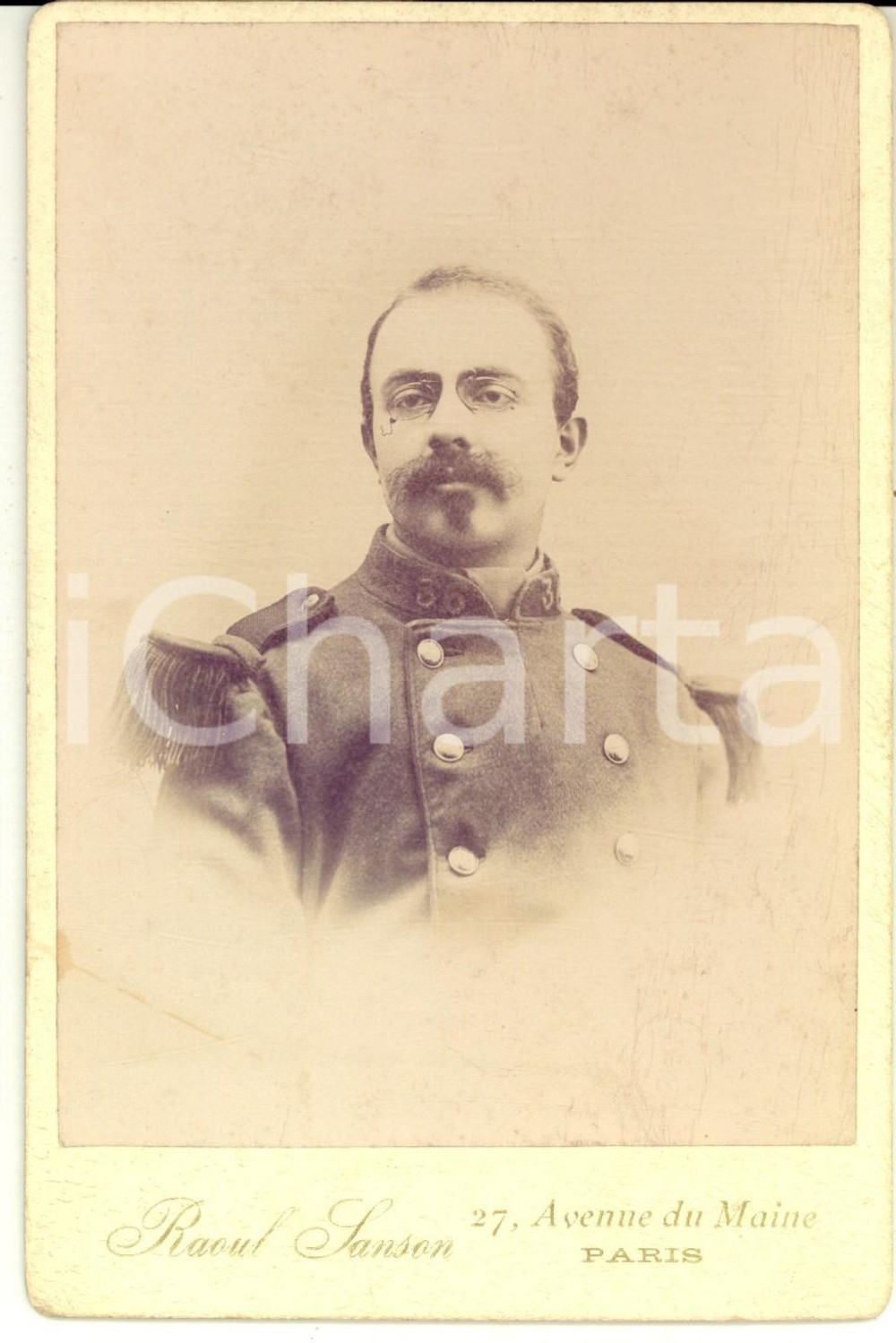 Fotografia d epoca originale 1890 ca PARIS ARMEE DE TERRE Officier du 36e rgt  Photo Raoul SANSON 11x16 cm 1