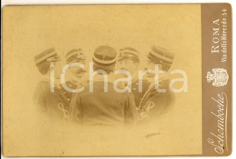 Fotografia d epoca originale 1890 ca ROMA Ritratto di ufficiale  Fotomontaggio circolare SCHEMBOCHE RARO 1