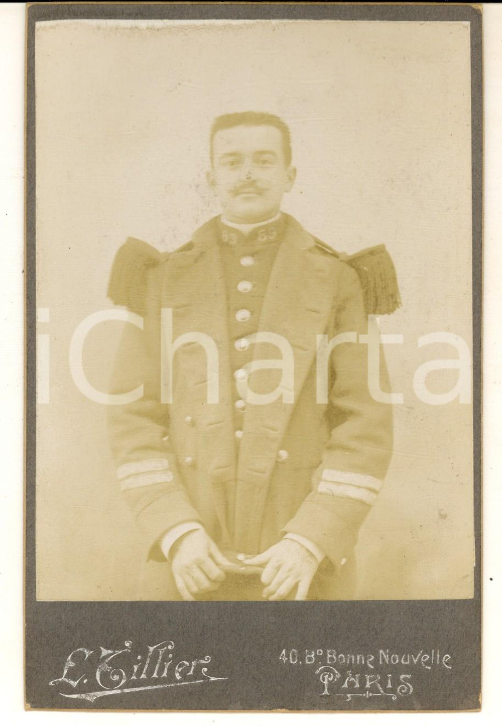 Fotografia d epoca originale 1890 ca PARIS ARMEE DE TERRE Officier du 69e rgt  Photo L. TILLIER 11x16 cm 1