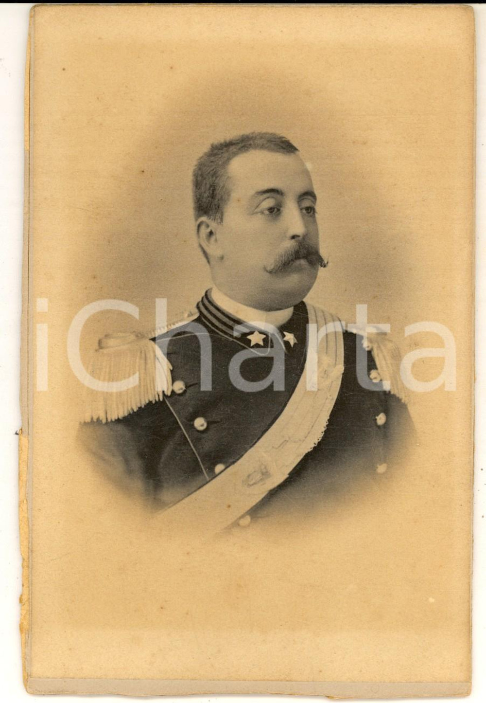 Fotografia d epoca originale 1880 ca REGIO ESERCITO TORINO Ritratto di un ufficiale  Foto SCHEMBOCHE 11x16 1
