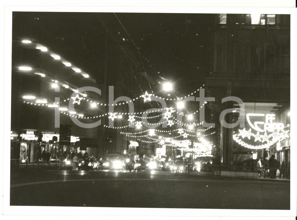 1997 GENOVA Luminarie natalizie in CORSO BUENOS AIRES *Foto VINTAGE 18x13 cm