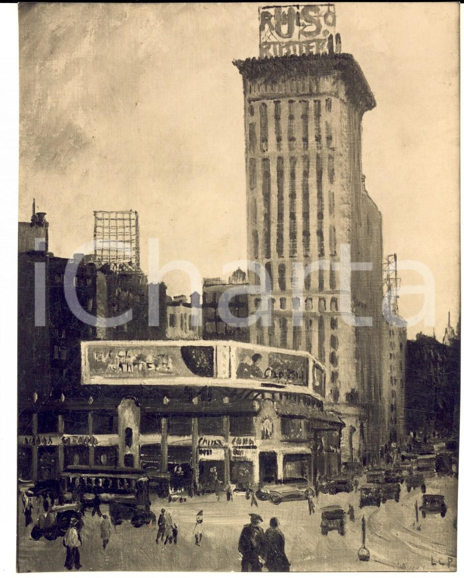 Fotografia d epoca originale 1930 Leonetta CECCHI PIERACCINI  Columbus Circle , New York Foto coeva quadro 1