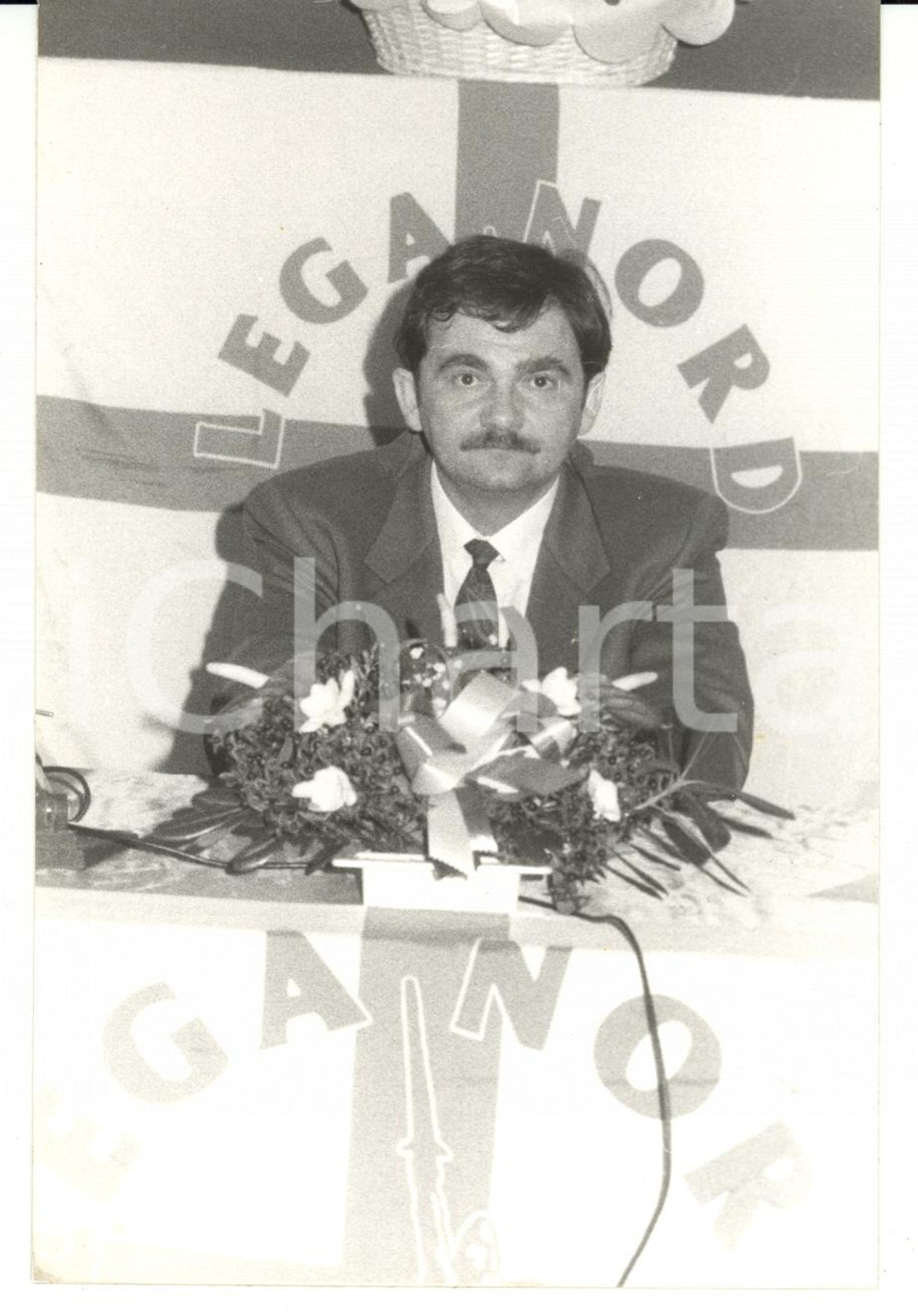Fotografia d epoca originale 1990 ca GENOVA  LEGA NORD Ritratto di Bernardino BOSIO Foto 11x16 cm 1