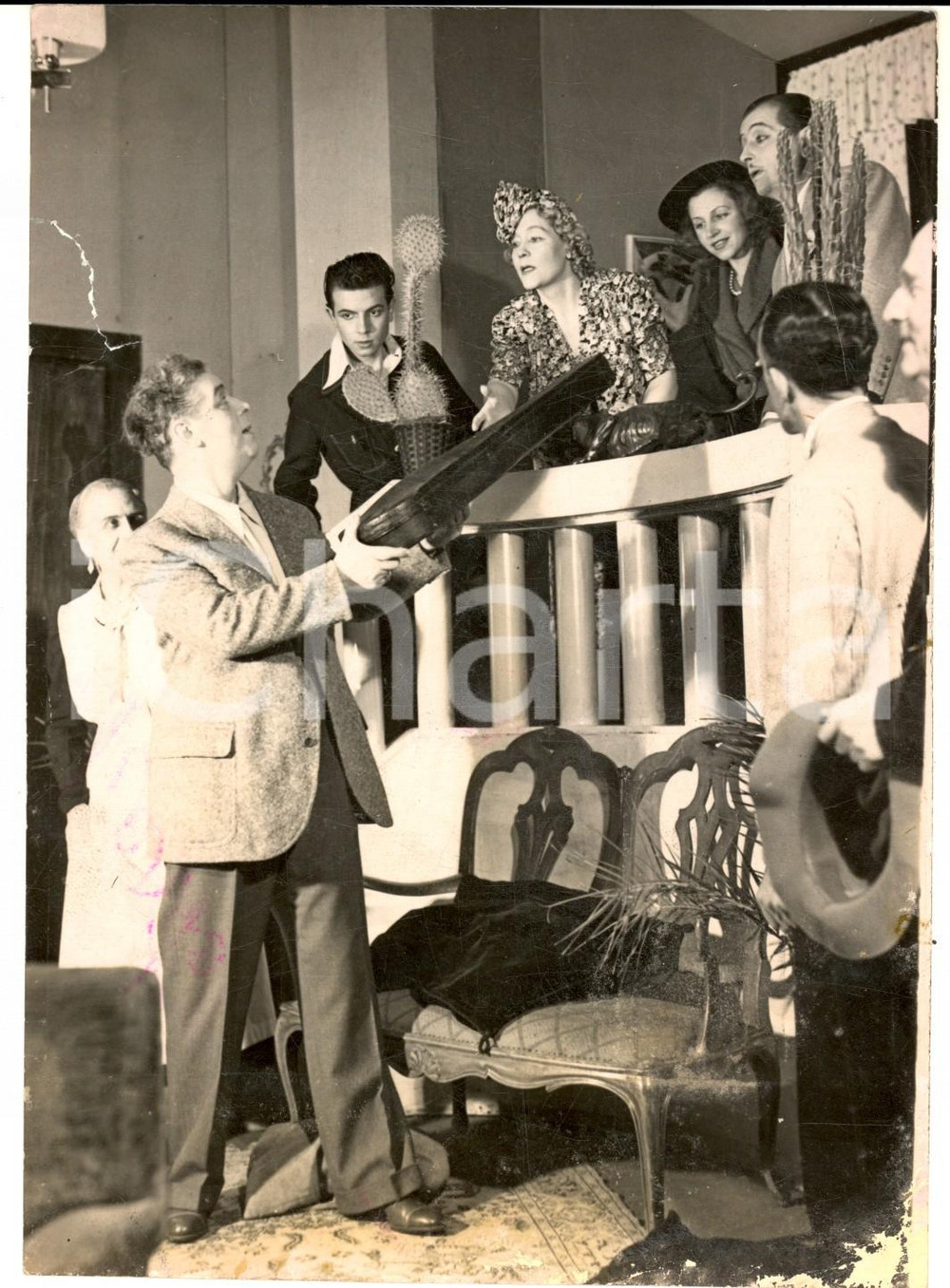 Fotografia d epoca originale 1940 ca MILANO TEATRO Scena da una commedia  Foto DA STUDIARE 13x18 cm 1