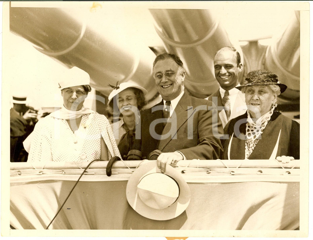 Fotografia d epoca originale 1934 NEW YORK Franklin D. ROOSEVELT reviews the United States fleet  Photo 1
