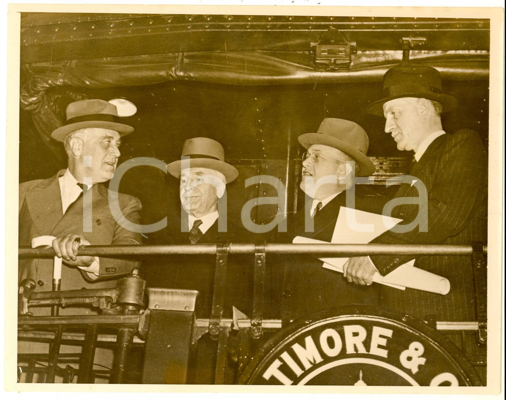 Fotografia d epoca originale 1934 NEW YORK Franklin D. ROOSEVELT returning to Washington from Hyde Park 1