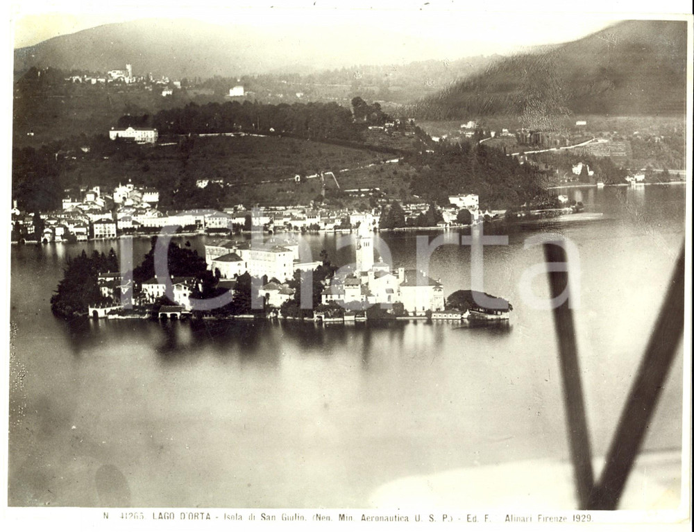 Fotografia d epoca originale 1929 LAGO D ORTA  Isola di SAN GIULIO  Veduta  Foto artistica ALINARI 20x25 1