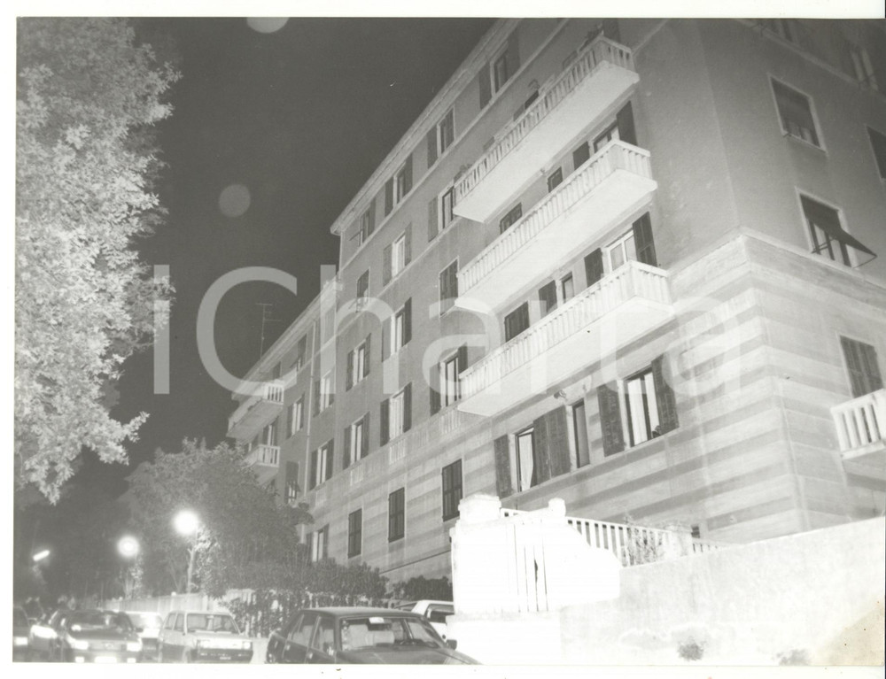 Fotografia d epoca originale 1990 ca GENOVA Notte in periferia  Veduta Fotografia VINTAGE 24x18 cm 1