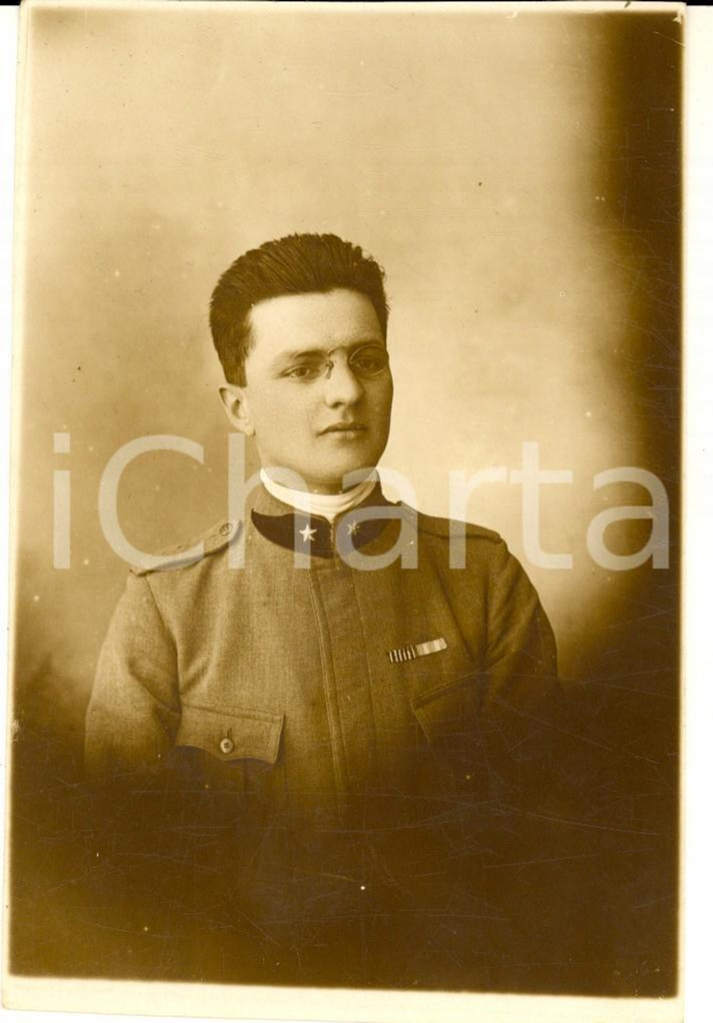 Fotografia d epoca originale 1910 ca ROMA REGIO ESERCITO Ritratto di ufficiale con gli occhiali  Foto 1