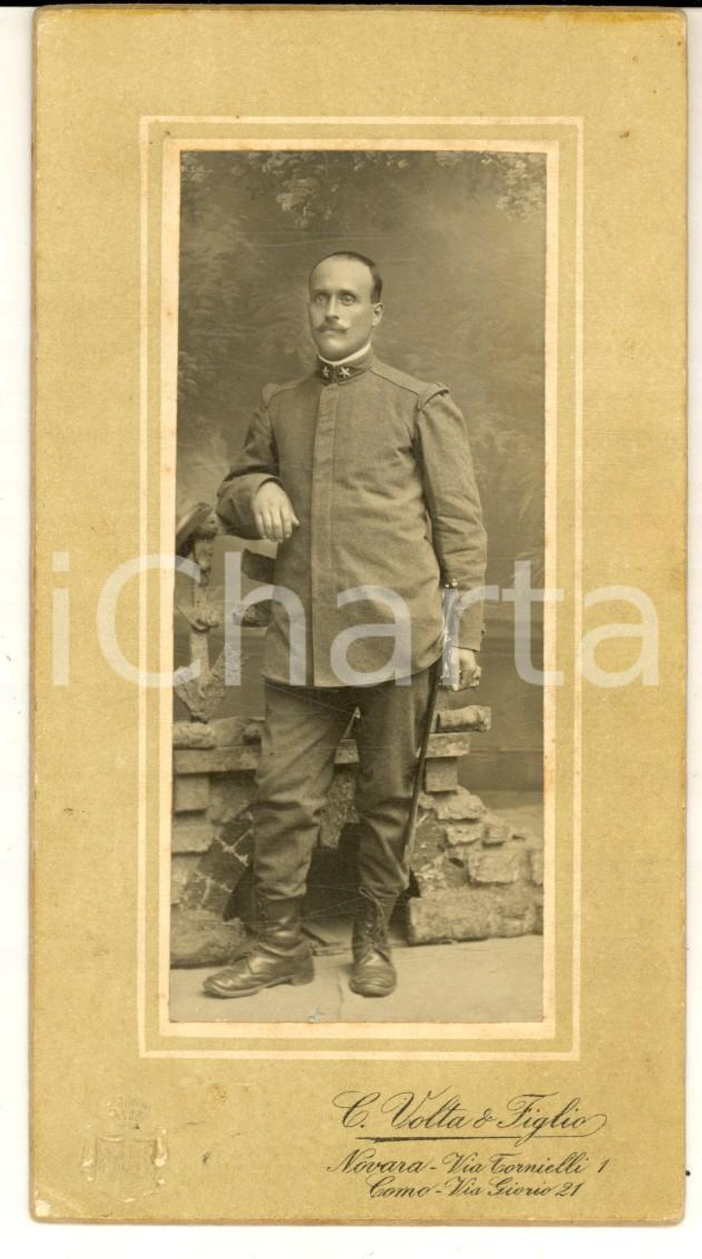1910 ca NOVARA REGIO ESERCITO Ritratto di ufficiale *Foto C. VOLTA & Figlio 8x14