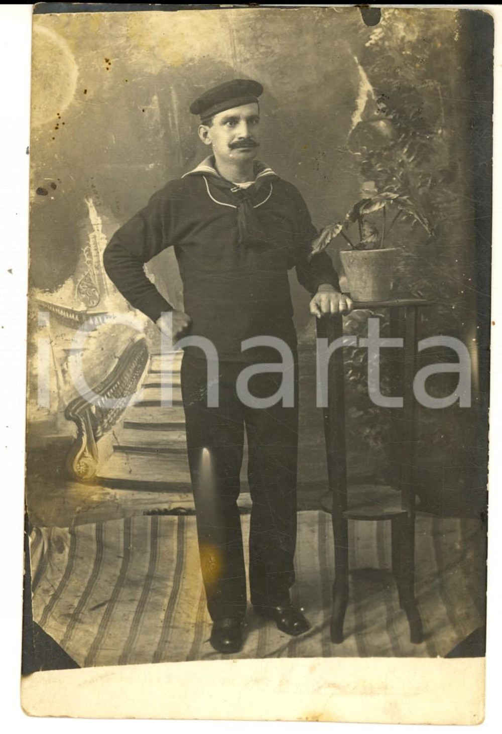 Fotografia d epoca originale 1915 NAPOLI REGIA MARINA Ritratto di Erminio SALVETTI  Foto cartolina 1