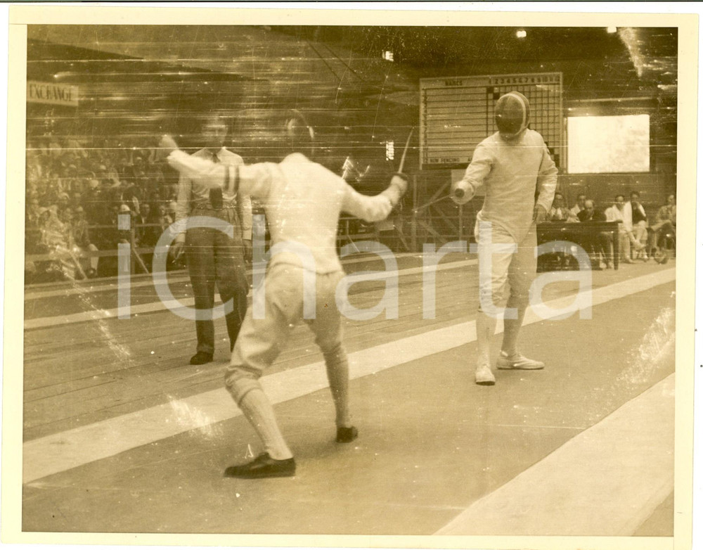 Fotografia d epoca originale 1932 LOS ANGELES Olympic Games  Fencing  Saverio RAGNO vs George CALNAN Foto 1
