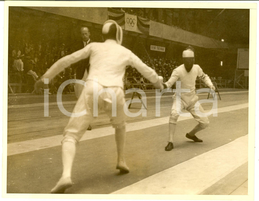 Fotografia d epoca originale 1932 LOS ANGELES Olympic Games  SCHERMA  La squadra italiana in pedana Foto 1