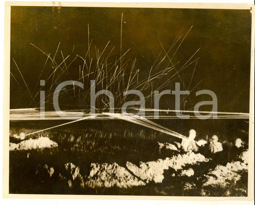 Fotografia d epoca originale 1935 ca FORT BENNING GEORGIA A machine gun unit during night exercises Photo 1