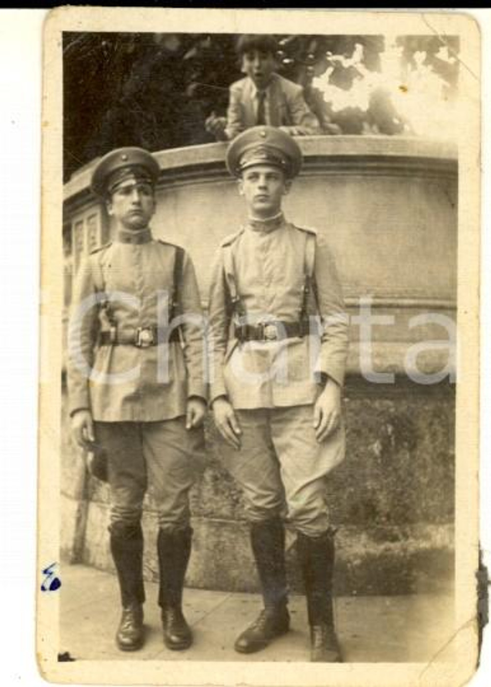 Fotografia d epoca originale 1934 SAO PAULO BRAZIL Ritratto di due ufficiali  E.I.M. 58 Foto CURIOSA 4x7 1