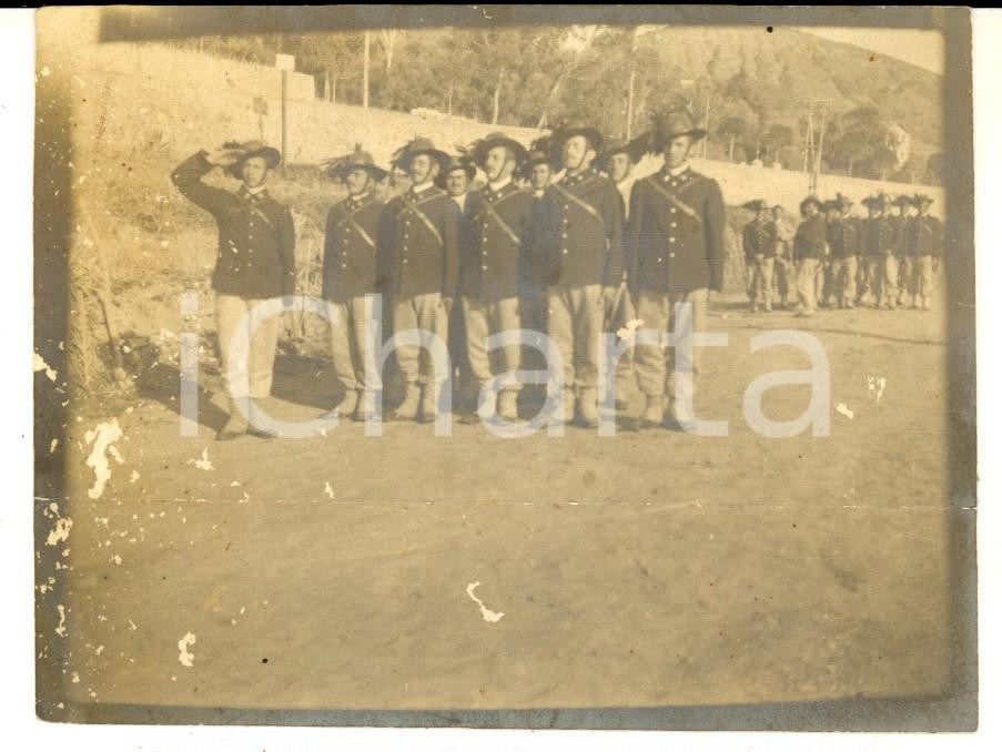 Fotografia d epoca originale 1920 ca SANREMO Esercitazione IV Reggimento Bersaglieri Foto 11x8 DANNEGGIATA 1