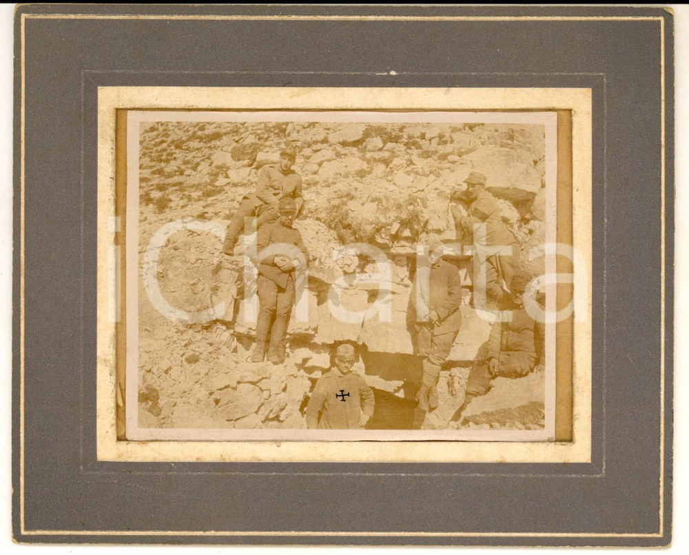 Fotografia d epoca originale 1915 ca WW1 ITALIA GUERRA ALPINA Soldati presso una galleria Foto 16x13 1
