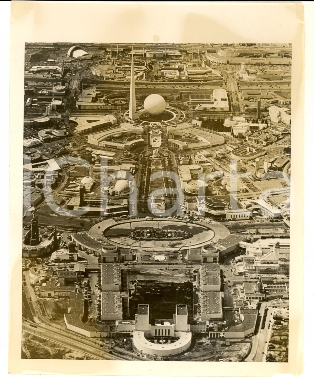 Fotografia d epoca originale 1935 ca USA Veduta aerea di una cittÃ  Foto VINTAGE DA STUDIARE 18x24 1