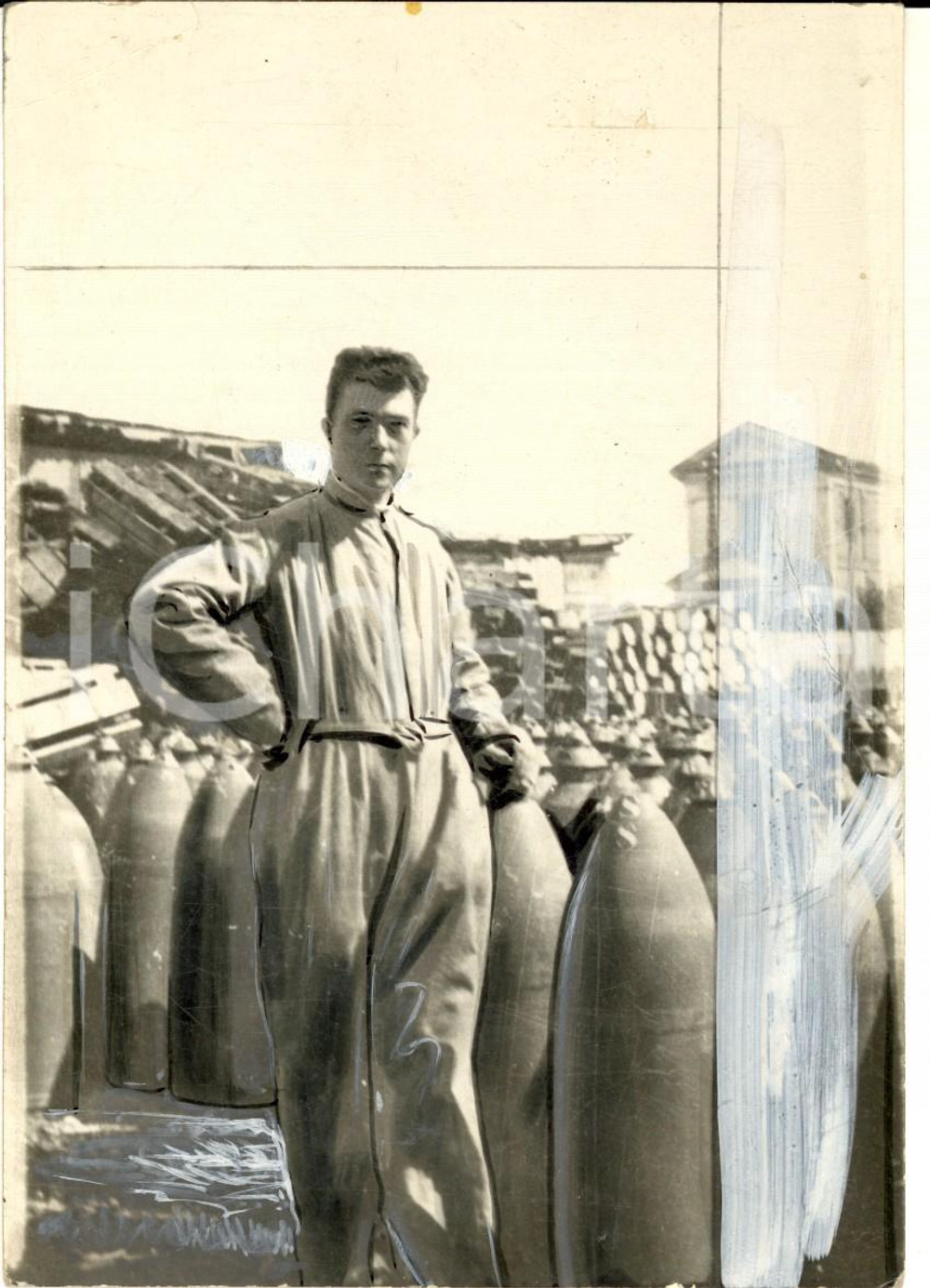 Fotografia d epoca originale 1915 1940 WW1 ZONA DI GUERRA Lauro BORDIN collaudatore di proiettili  Foto 1