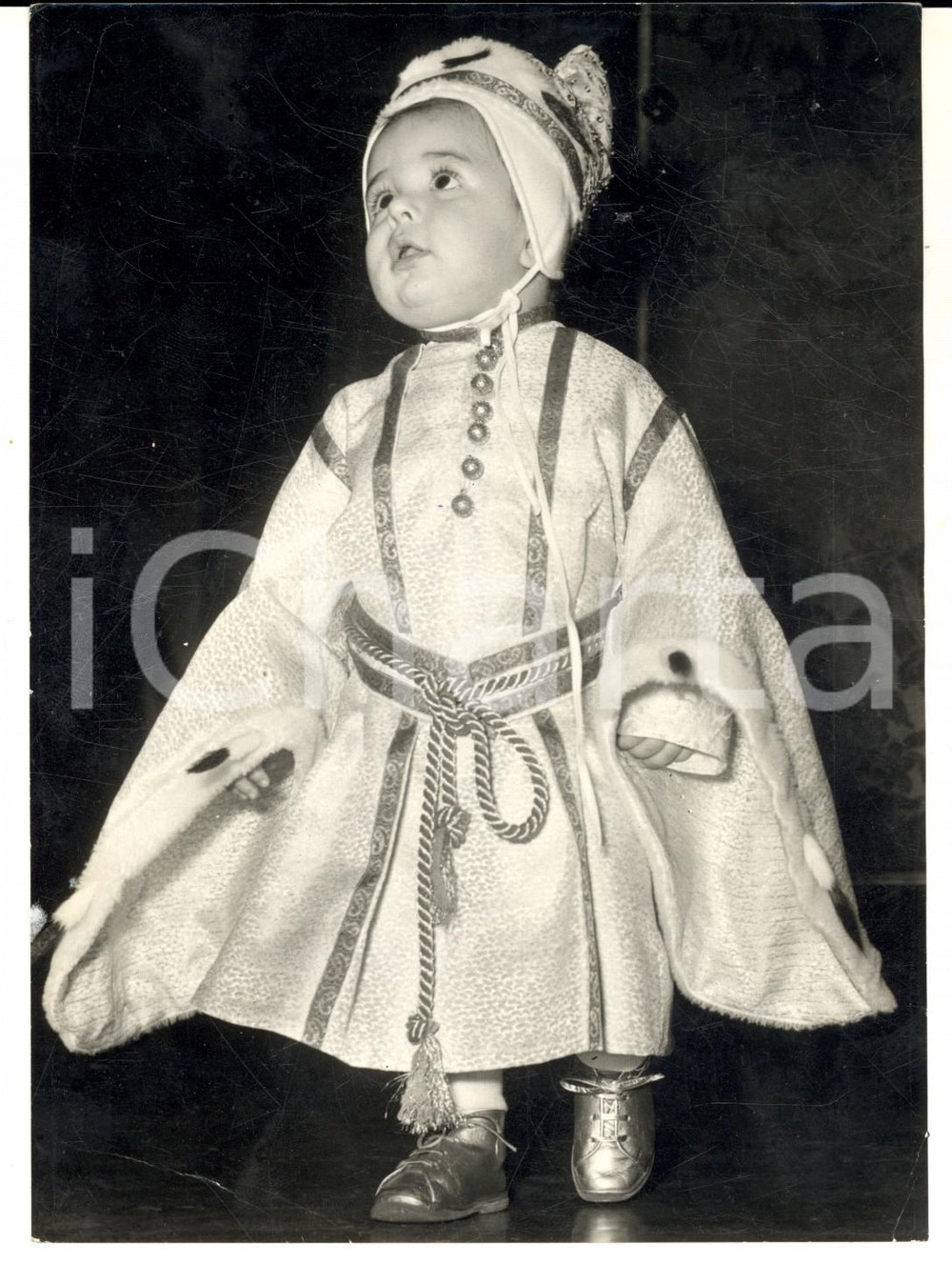 Fotografia d epoca originale 1950 ca BOLOGNA Piccolo Doge Andrea MASCAGNI mascotte del Carnevale Foto 1