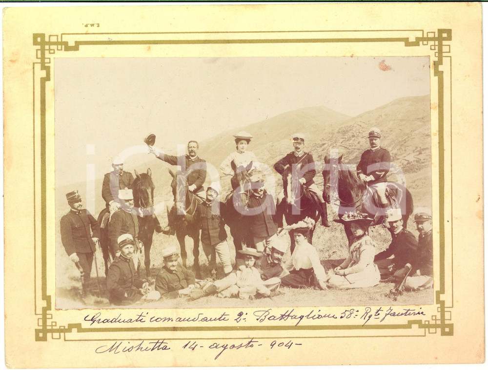 Fotografia d epoca originale 1904 MISTRETTA Graduati 2Â° Battaglione 58Â° Reggimento Fanteria  Foto 22x16 1