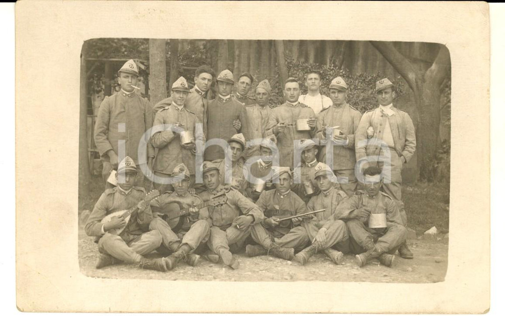 1926 PISA Ufficiali 22 ° Reggimento Fanteria con il mandolino - Foto cartolina