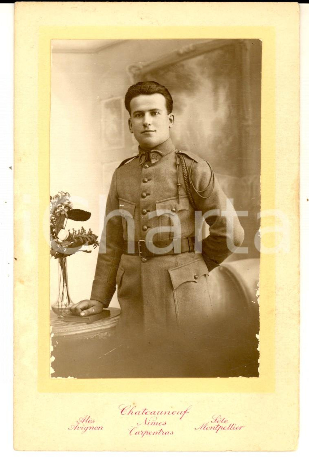 Fotografia d epoca originale 1910 ca FRANCE ARMEE DE TERRE Portrait officier 84e rgt  Photo CHATEAUNEUF 9x14 1