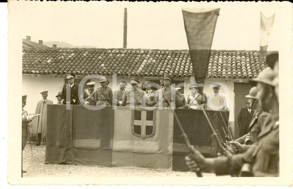 Fotografia d epoca originale 1940 ca WW2 GORIZIA Cerimonia pubblica con alti ufficiali  Foto cartolina MIO 1