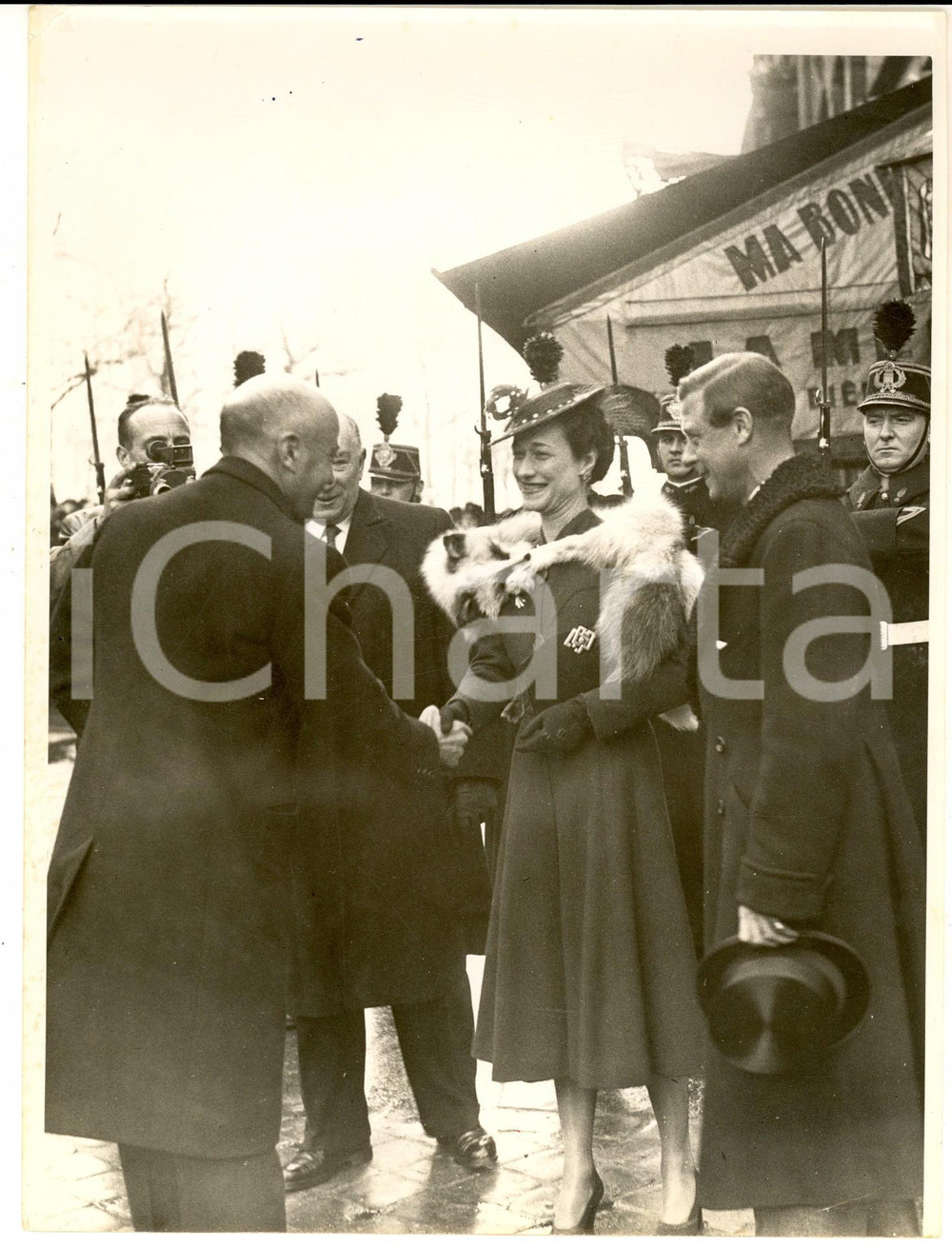 Fotografia d epoca originale 1940 ca PARIS 25th Anniversary of American Legion  Duke and Duchess of Windsor 1