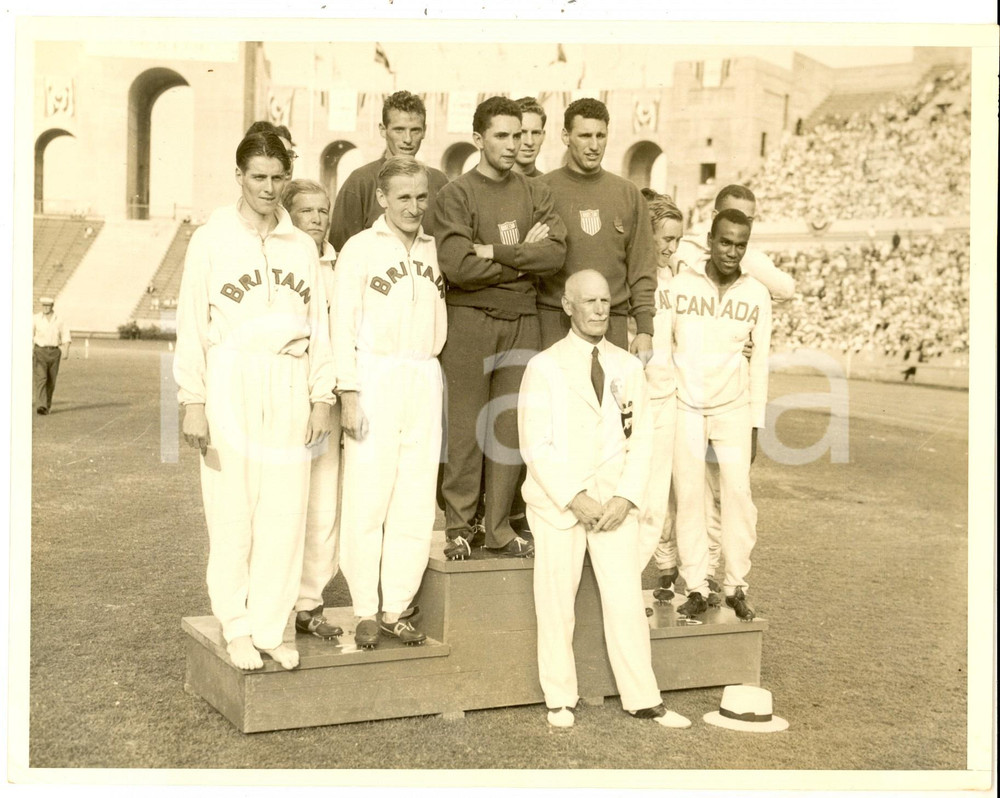 Fotografia d epoca originale 1932 LOS ANGELES Olympic Games  ATLETICA  Vincitori gara 400 metri Foto 24x18 1