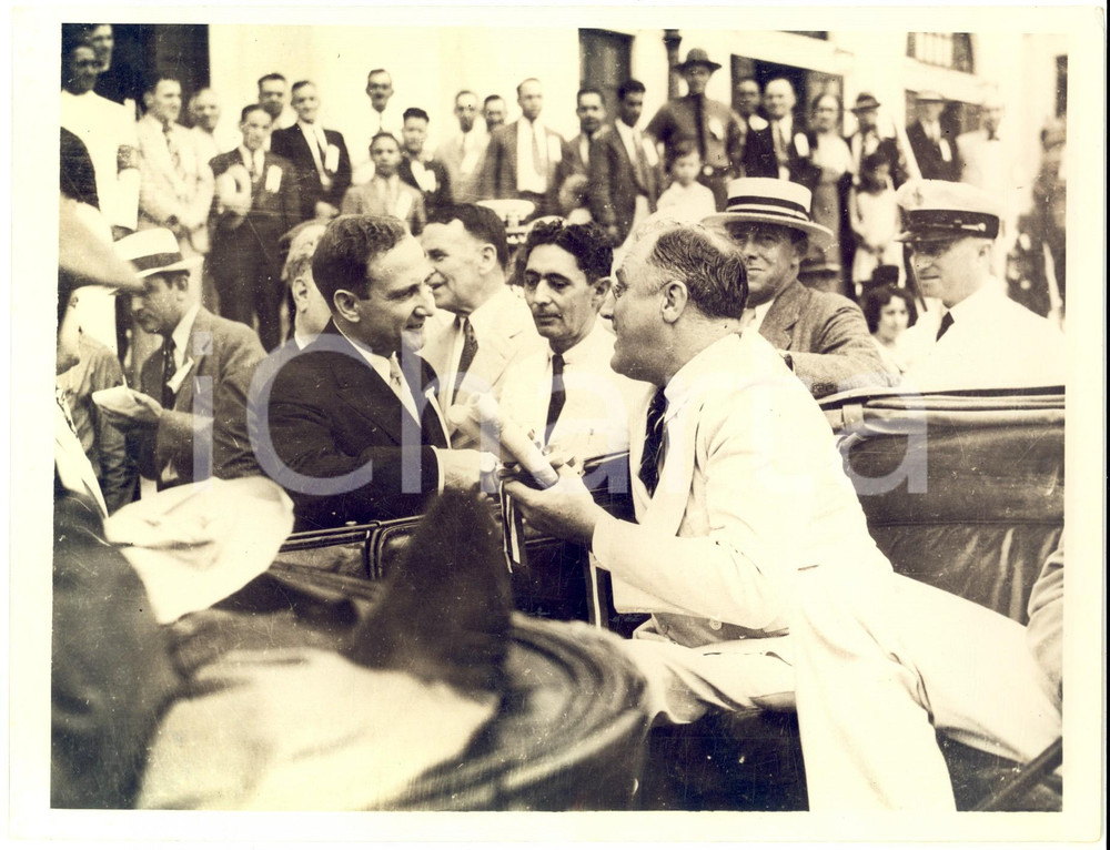 Fotografia d epoca originale 1934 MAYAGUEZ PUERTO RICO Franklin ROOSEVELT meets Senator VALDES Photo 1