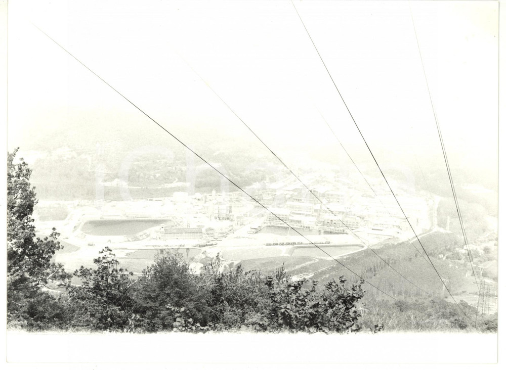 Fotografia d epoca originale 1990 ca GENOVA Cavi della funivia  Veduta panoramica Fotografia VINTAGE 24x18 1
