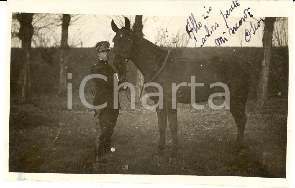 Fotografia d epoca originale 1915 ca WW1 REGIO ESERCITO Ritratto di ufficiale di cavalleria Foto cartolina 1