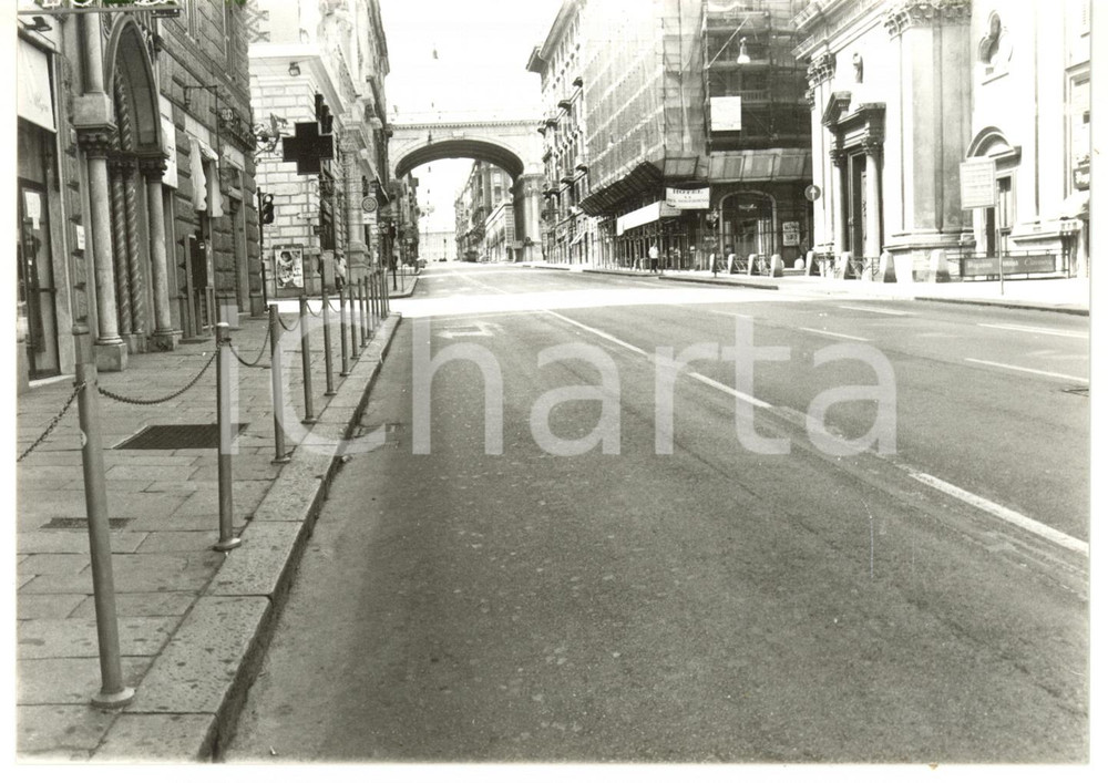Fotografia d epoca originale 1995 GENOVA Veduta VIA XX SETTEMBRE con Ponte Monumentale Foto VINTAGE 18x13 1