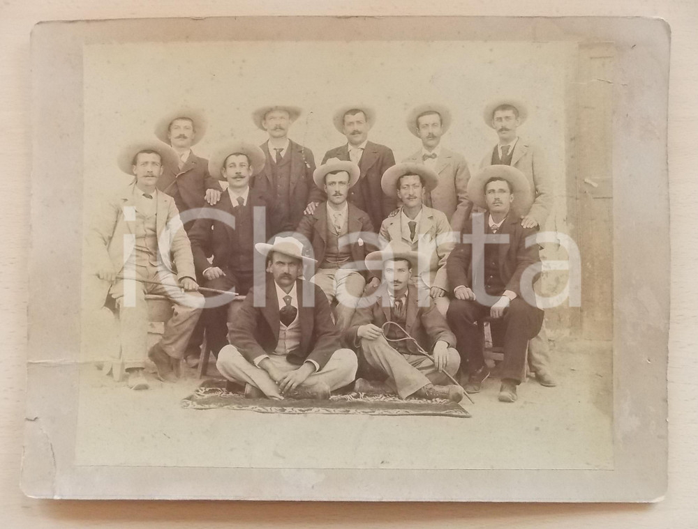 Fotografia d epoca originale 1900 ca ASSUAN EGITTO Lavoratori al cantiere della diga  Foto Achille GIANNY 1