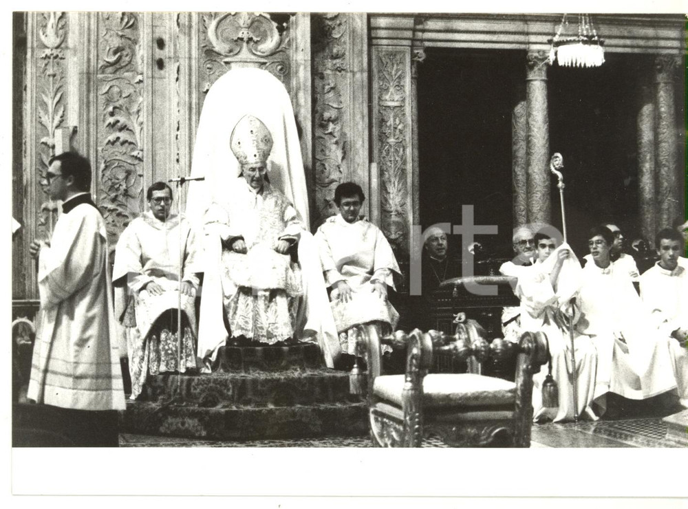 Fotografia d epoca originale 1990 ca GENOVA Celebrazione liturgica card. Giovanni CANESTRI Foto VINTAGE 1