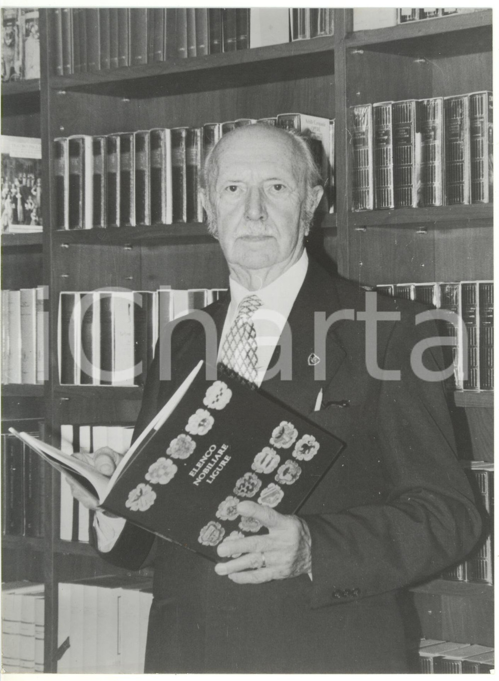 Fotografia d epoca originale 1990 ca GENOVA Presentazione libro Elenco nobiliare ligure Foto VINTAGE 18x24 1