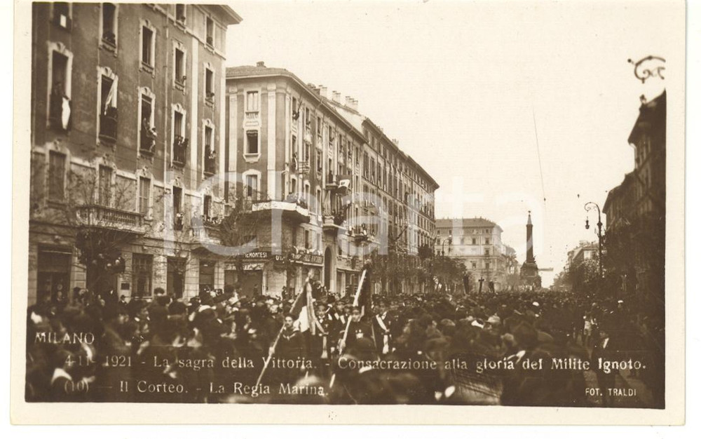 Cartolina originale da collezione 1921 MILANO Sagra della Vittoria  La Regia Marina Cartolina 13x18 cm 1