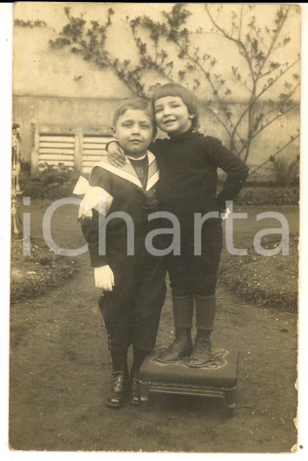 Fotografia d epoca originale 1915 SARTIRANA LOMELLINA Ritratto di due fratellini Foto cartolina VINTAGE 1