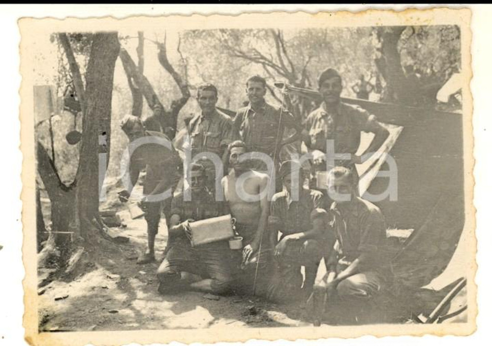 Fotografia d epoca originale 1938 PERINALDO IM Gruppo di soldati in accampamento  Foto 6x8 cm 1