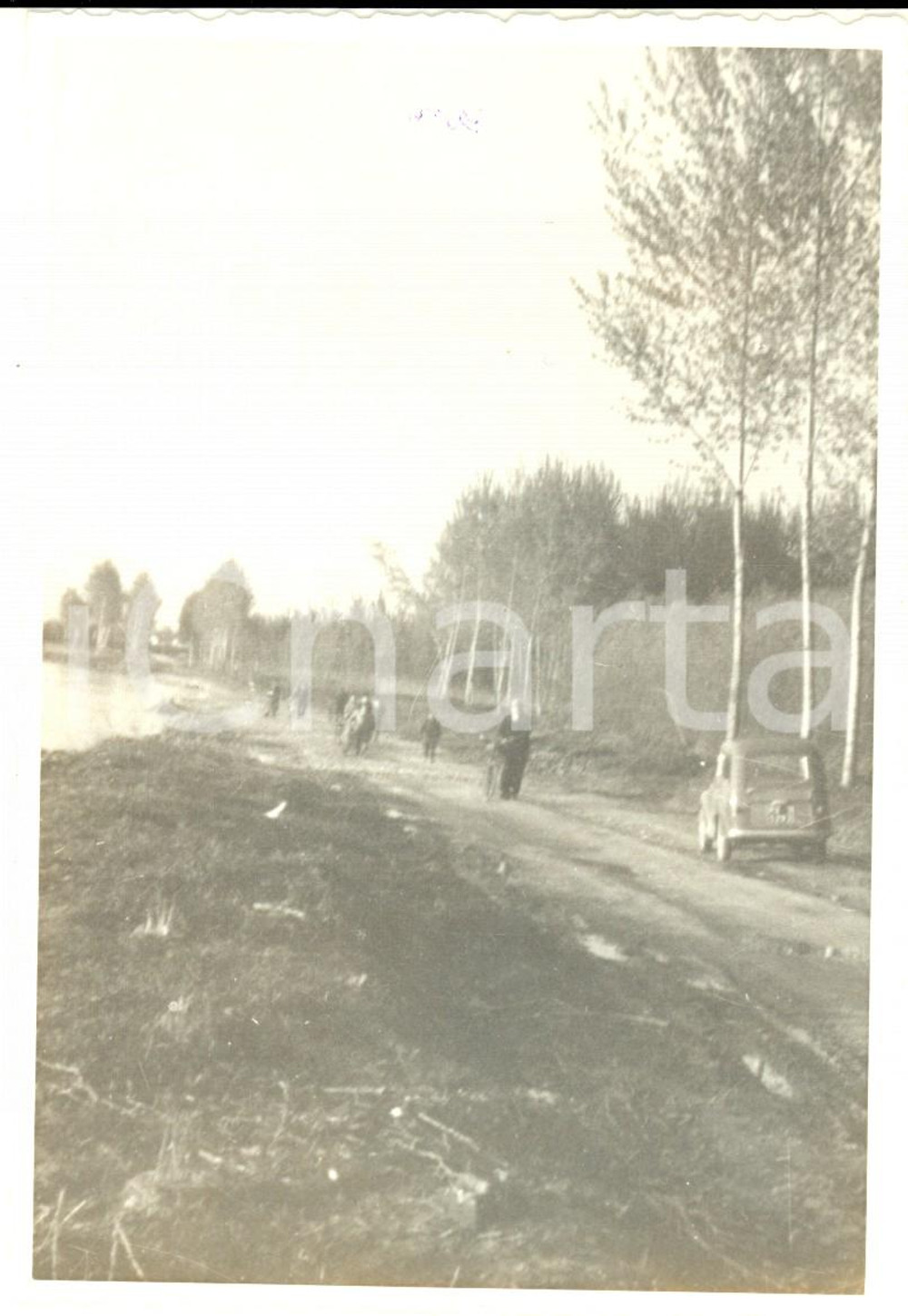 Fotografia d epoca originale 1957 Alluvione di CERVESINA PV Tenuta ISOLA  Corrosione di una strada  Foto 1