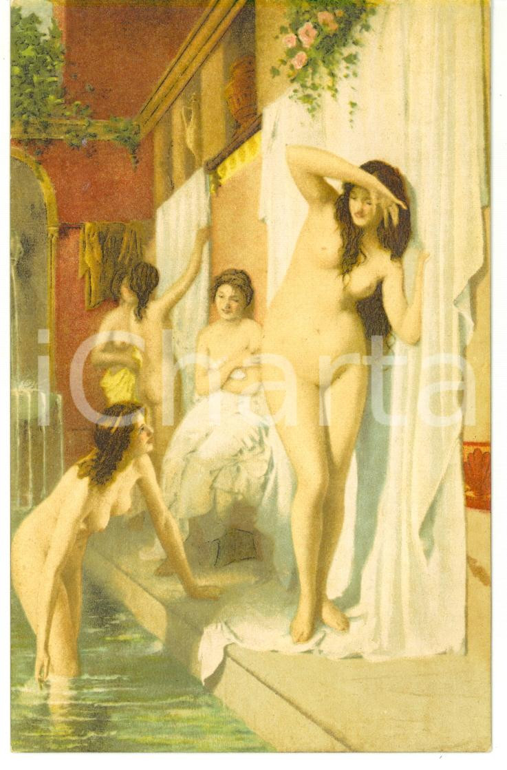 Cartolina originale da collezione 1910 ca FIRENZE Giuseppe BARBAGLIA Bagno pompeiano Cartolina 9x14 1