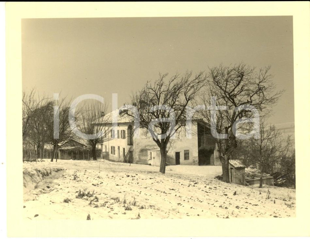 Fotografia d epoca originale 1940 FONTANILE AT Veduta di CASCINA FOGLIACCA innevata  Fotografia 12x9 cm 1