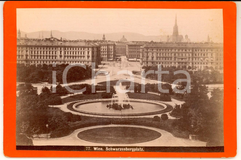 Fotografia d epoca originale 1880 ca WIEN Schwarzenbergplatz Foto A. F. CZIHAK S nÂ° 77 VINTAGE 17x11 cm 1